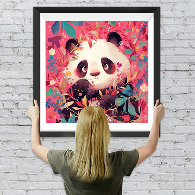 Panda auf Rosa Hintergrund Diamond Painting