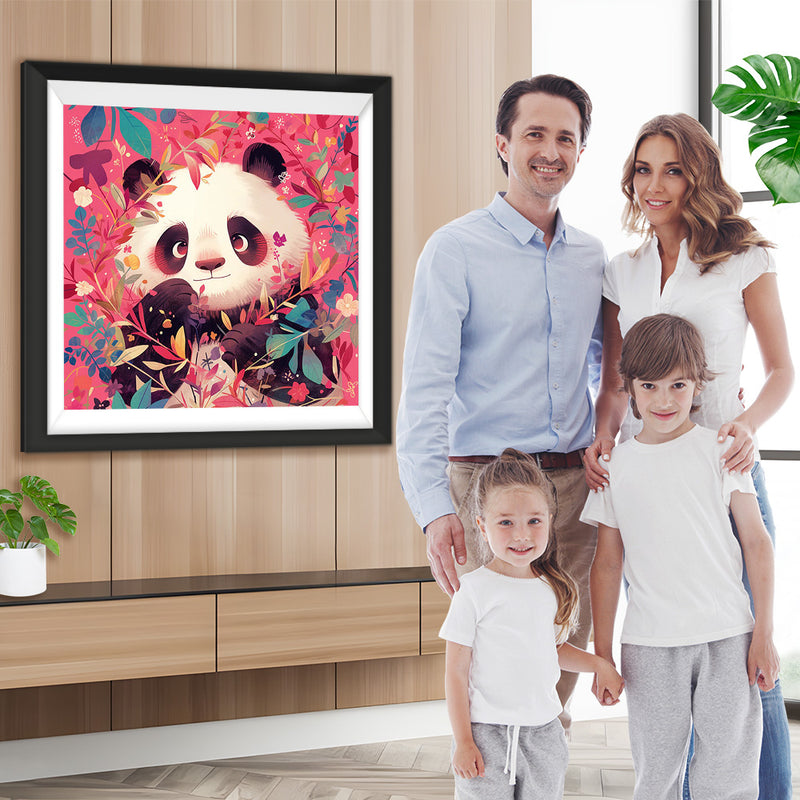 Panda auf Rosa Hintergrund Diamond Painting