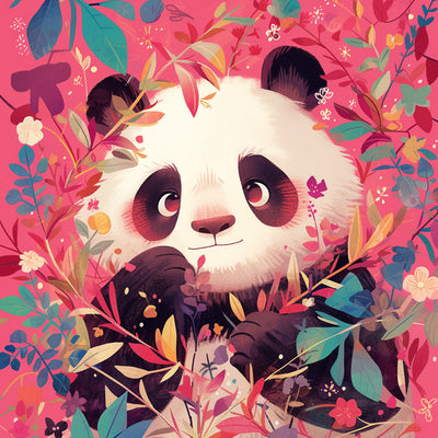 Panda auf Rosa Hintergrund Diamond Painting