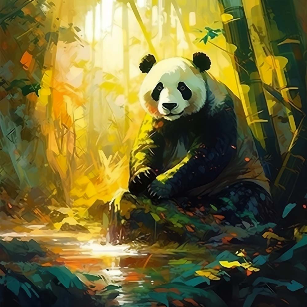 Panda im Bambuswald Diamond Painting