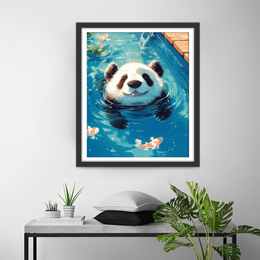 Panda im Pool Diamond Painting