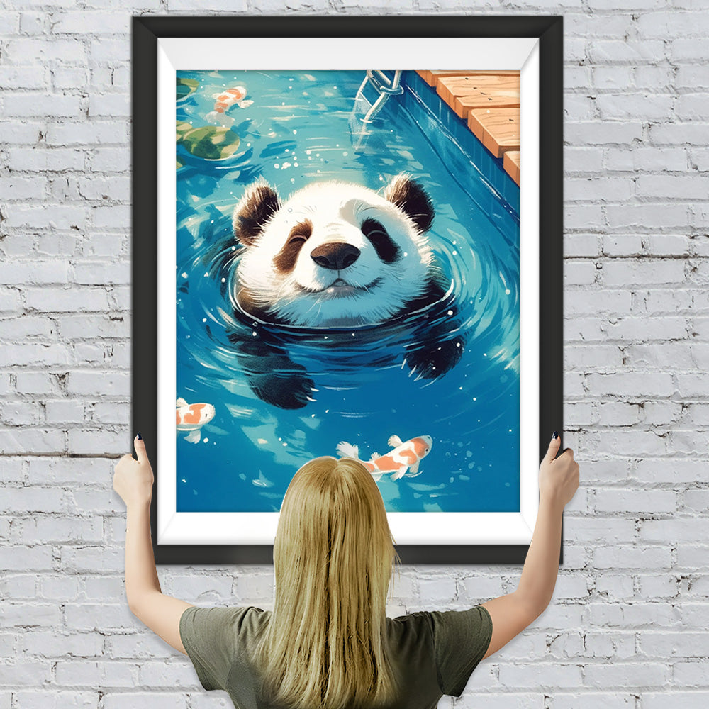 Panda im Pool Diamond Painting