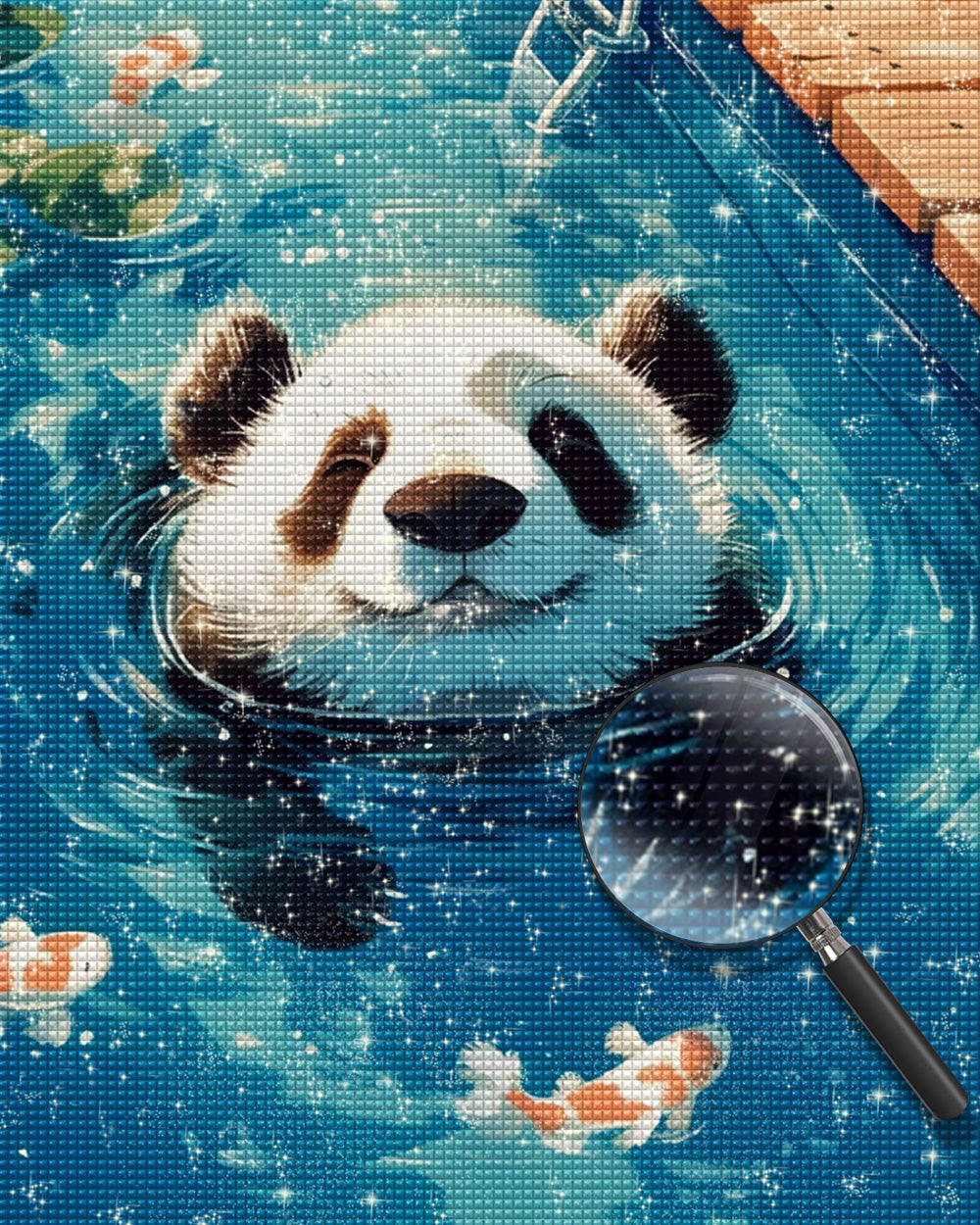 Panda im Pool Diamond Painting