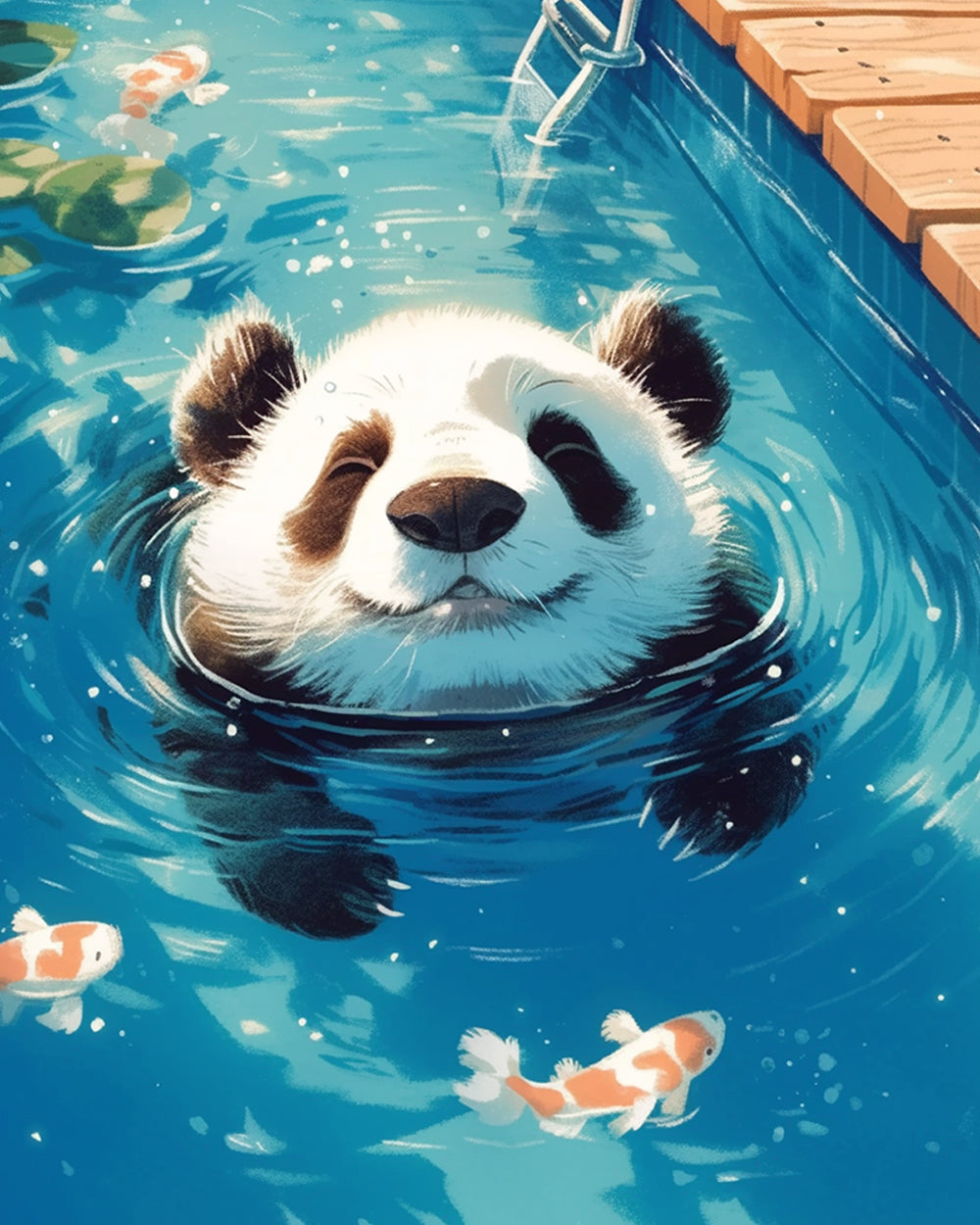 Panda im Pool Diamond Painting