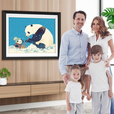 Panda und Baby-Panda im Schnee Diamond Painting