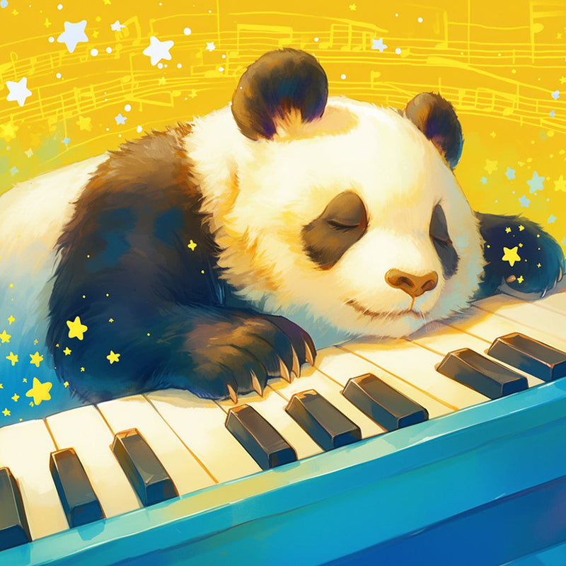 Panda und Klavier Diamond Painting