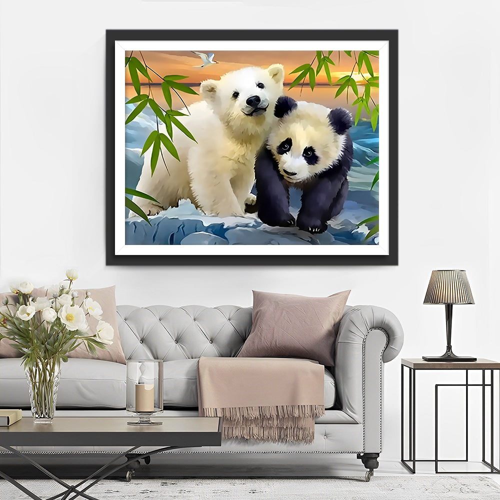 Panda und Weißer Bär Diamond Painting