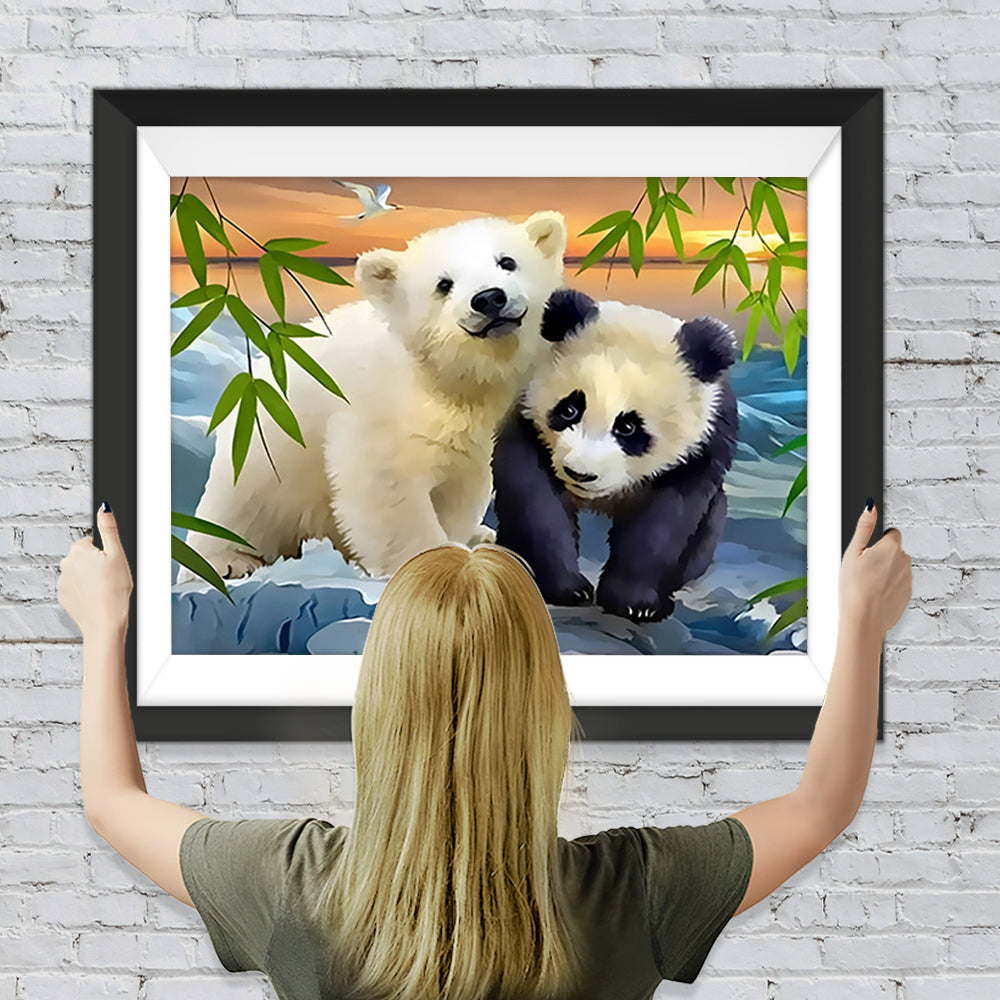 Panda und Weißer Bär Diamond Painting