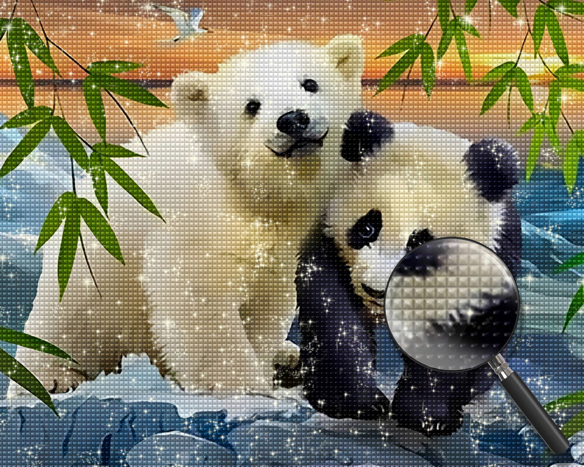 Panda und Weißer Bär Diamond Painting