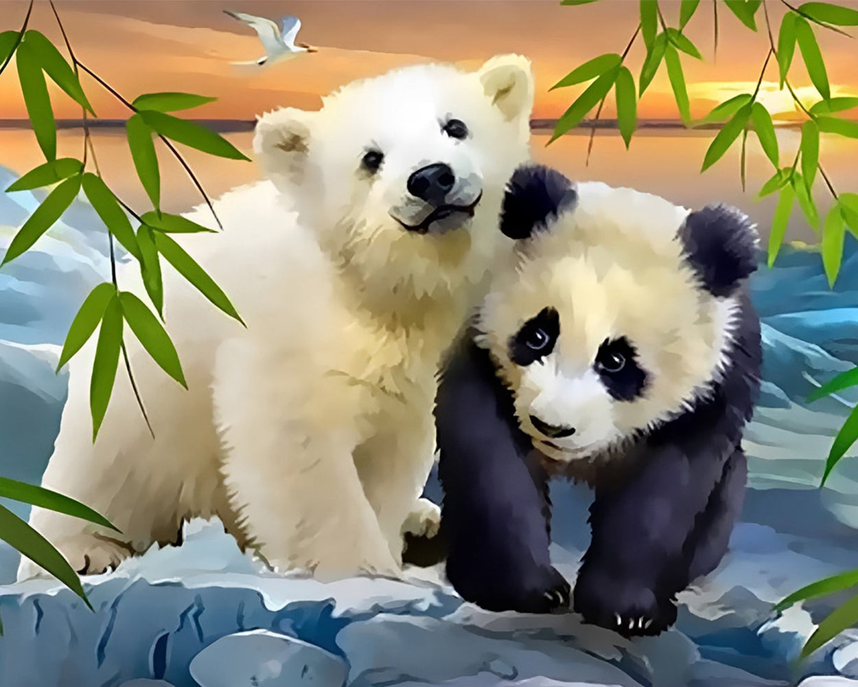 Panda und Weißer Bär Diamond Painting
