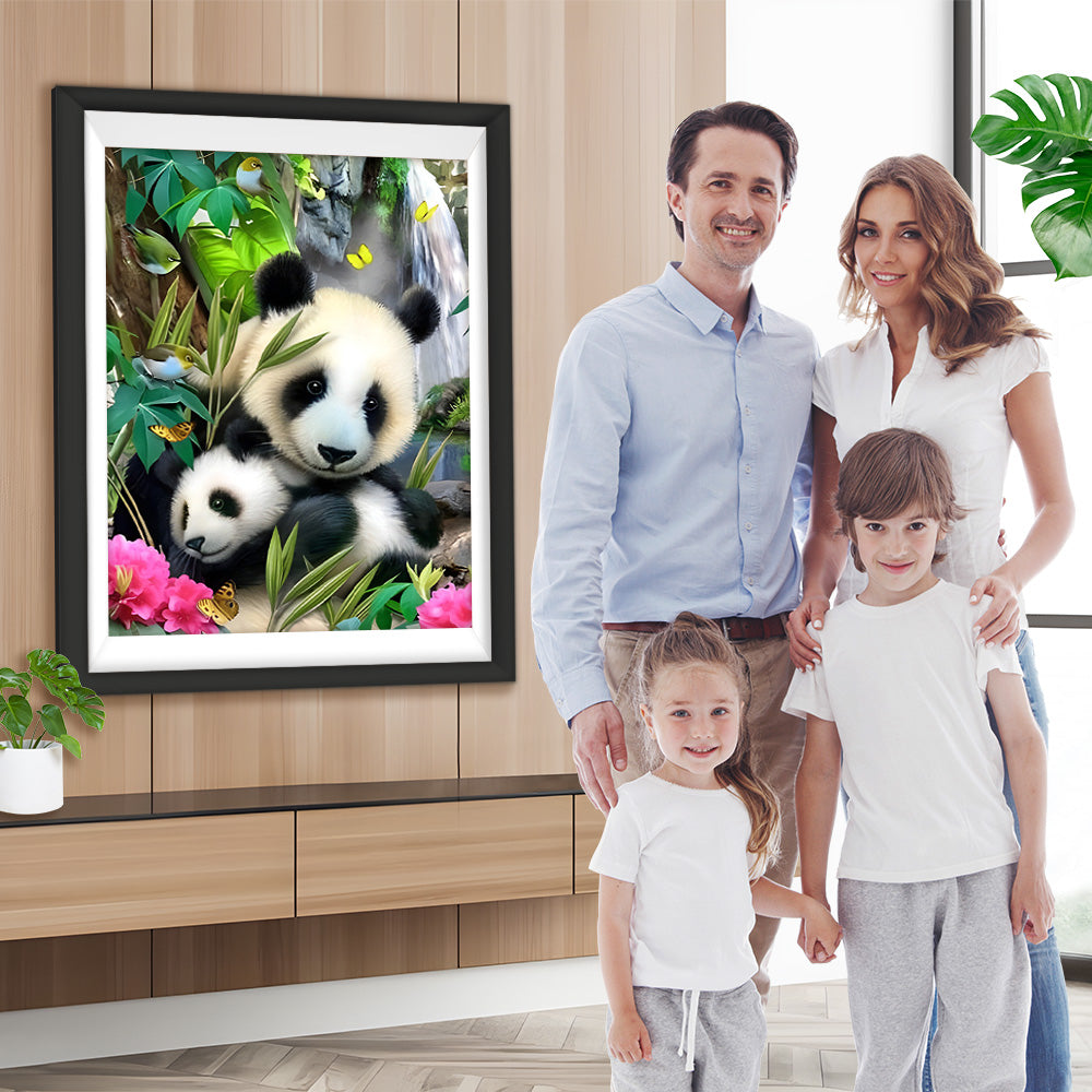 Pandas am Wasserfall Diamond Painting