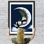 Pandas auf dem Mond Diamond Painting