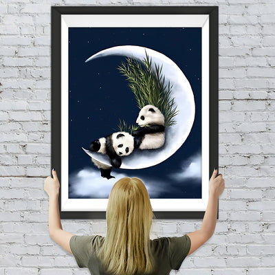 Pandas auf dem Mond Diamond Painting