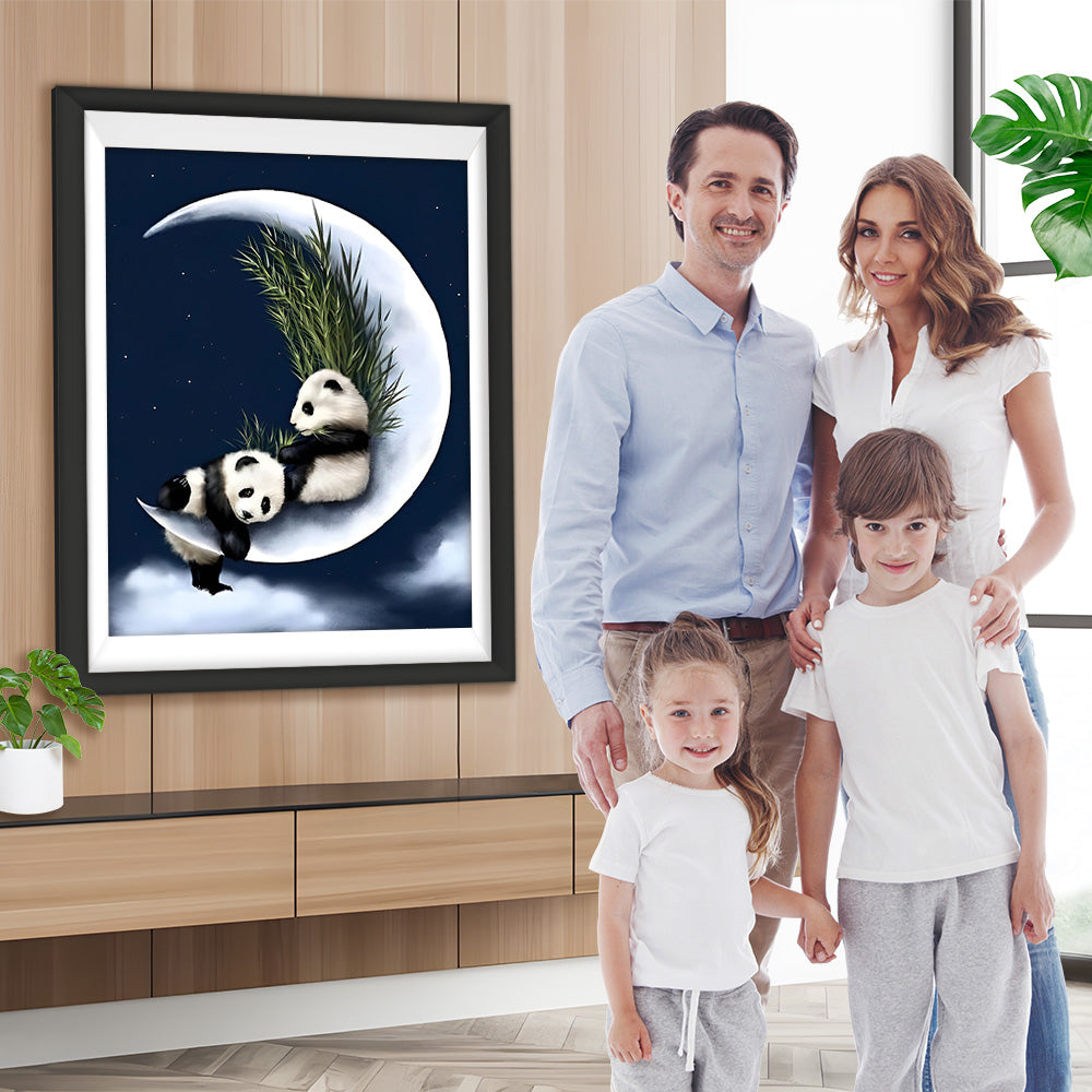 Pandas auf dem Mond Diamond Painting