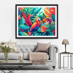 Papagei unter Blättern Diamond Painting