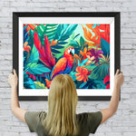 Papagei unter Blättern Diamond Painting