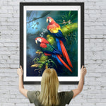 Papageien auf einem Baumstamm Diamond Painting