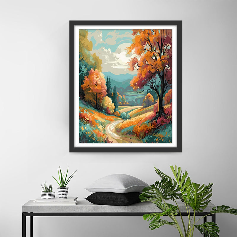 Pfad im Herbstwald Diamond Painting