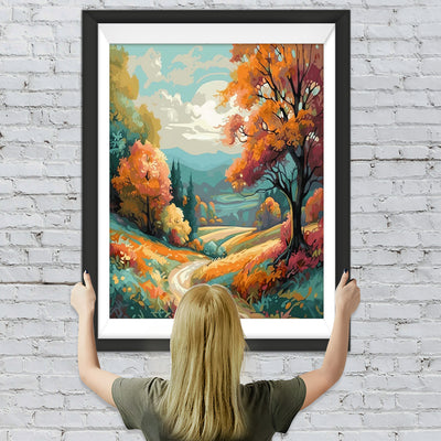 Pfad im Herbstwald Diamond Painting