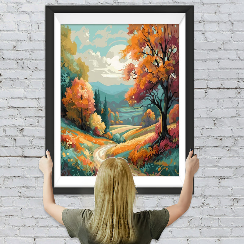 Pfad im Herbstwald Diamond Painting