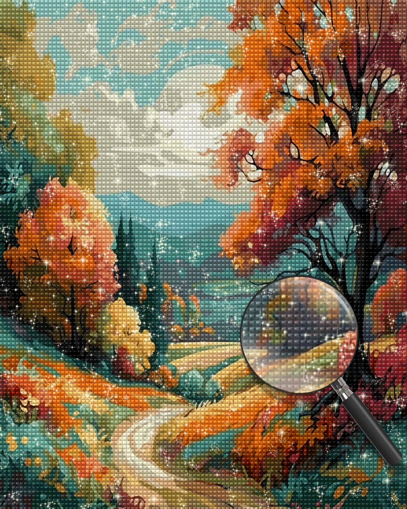 Pfad im Herbstwald Diamond Painting