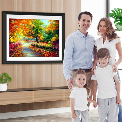 Pfad im Wald im Herbst Diamond Painting