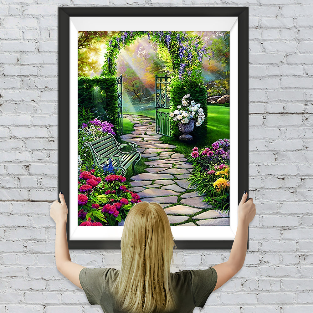 Pfad und Arkade im Garten Diamond Painting