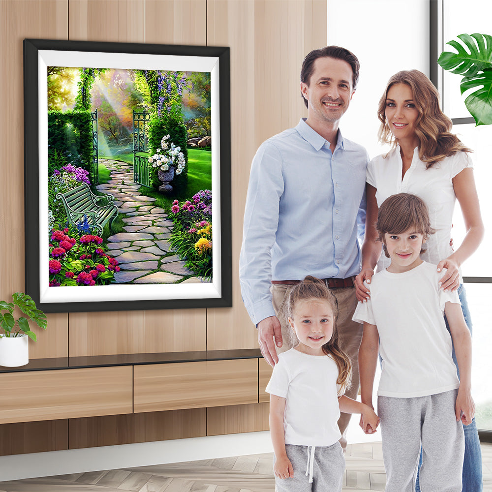 Pfad und Arkade im Garten Diamond Painting