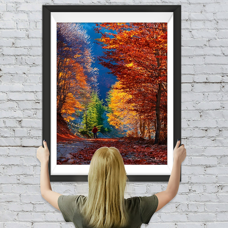 Pfad voller Laub im Wald Diamond Painting