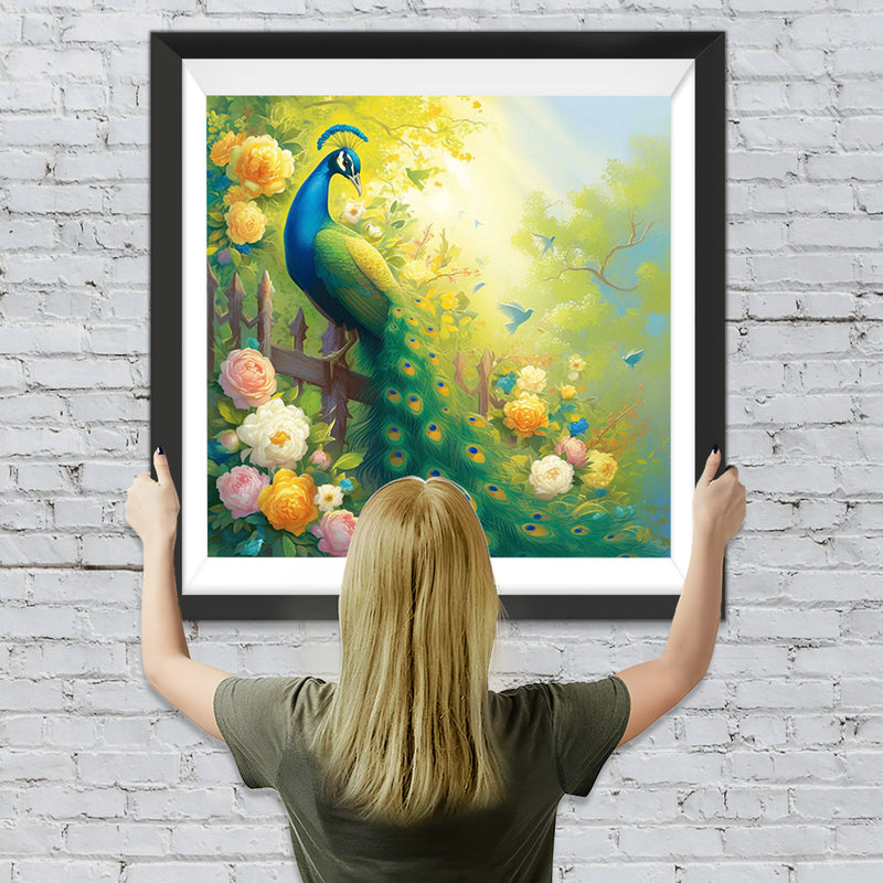 Pfau im Frühling Diamond Painting