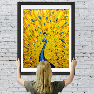 Pfau mit goldenen Fächern Diamond Painting