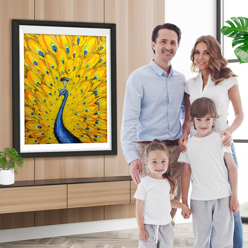 Pfau mit goldenen Fächern Diamond Painting