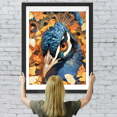 Pfau und Ginkgoblätter Diamond Painting