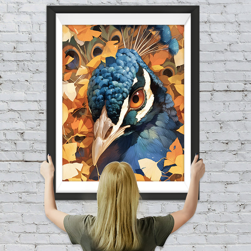 Pfau und Ginkgoblätter Diamond Painting