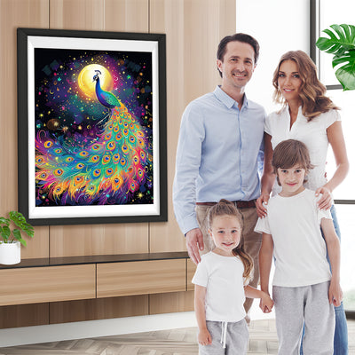 Pfau und Mond Diamond Painting