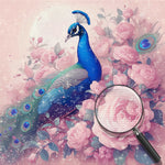 Pfau und Rosa Blumen Diamond Painting