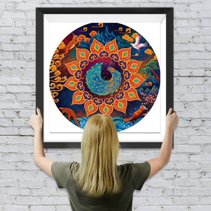 Pfau Wolken Mandala Diamond Painting