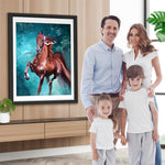 Pferd im Wald mit grünem Licht Diamond Painting