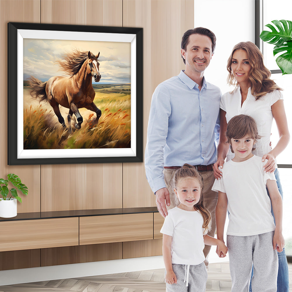 Pferd läuft auf der Wiese Diamond Painting