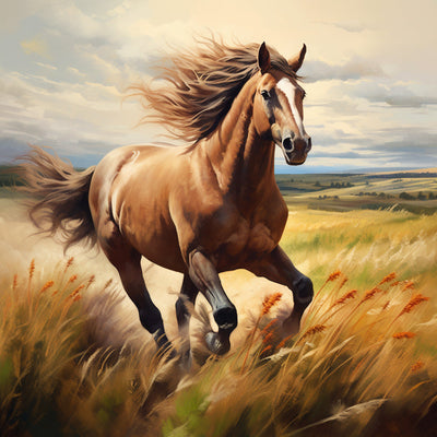 Pferd läuft auf der Wiese Diamond Painting