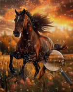 Pferd läuft auf Gras Diamond Painting