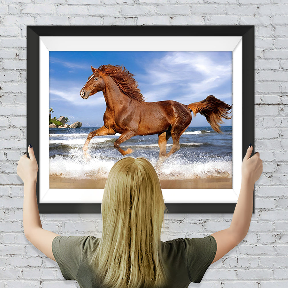 Pferd läuft im Wasser Diamond Painting