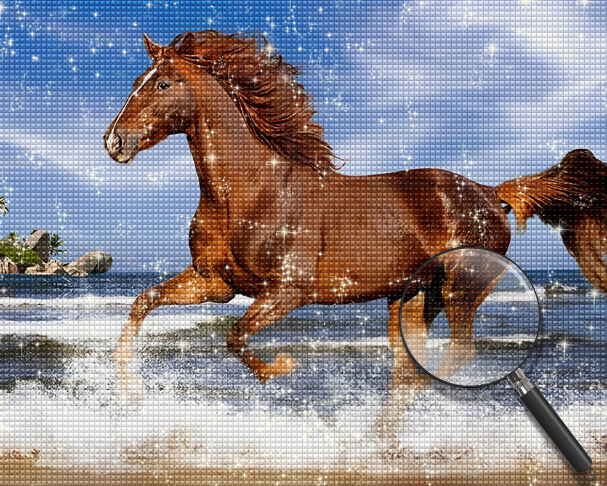 Pferd läuft im Wasser Diamond Painting