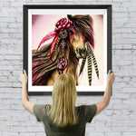 Pferd mit Blume auf dem Kopf Diamond Painting