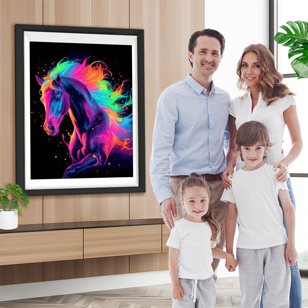 Pferd mit buntem Haar Diamond Painting