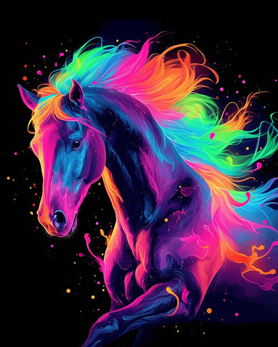 Pferd mit buntem Haar Diamond Painting