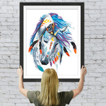 Pferd mit Kopfschmuck aus Federn Diamond Painting