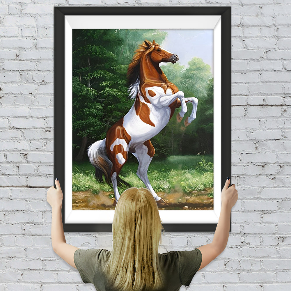 Pferd mit weißer und brauner Mähne Diamond Painting
