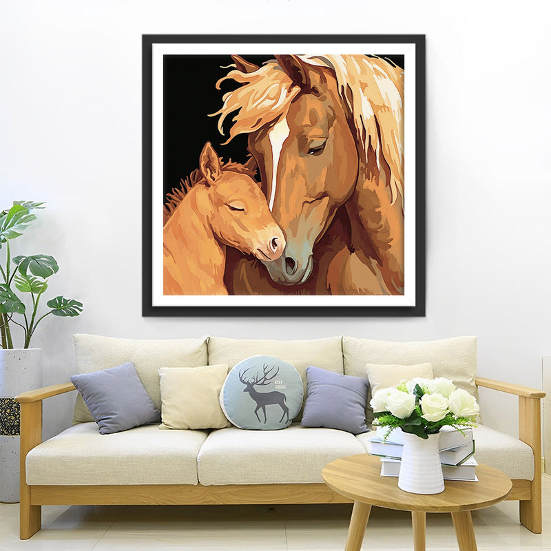 Pferd und Pferdebaby Diamond Painting