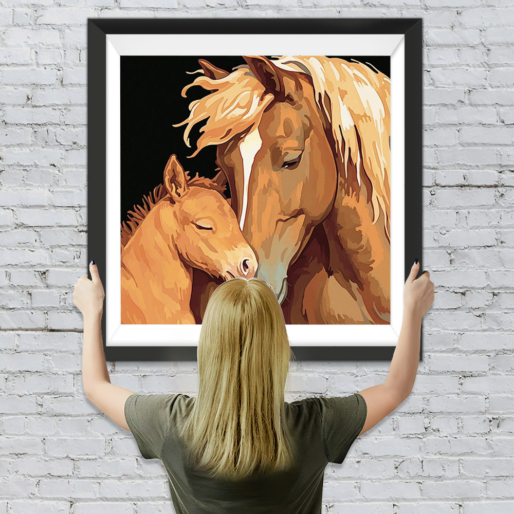 Pferd und Pferdebaby Diamond Painting